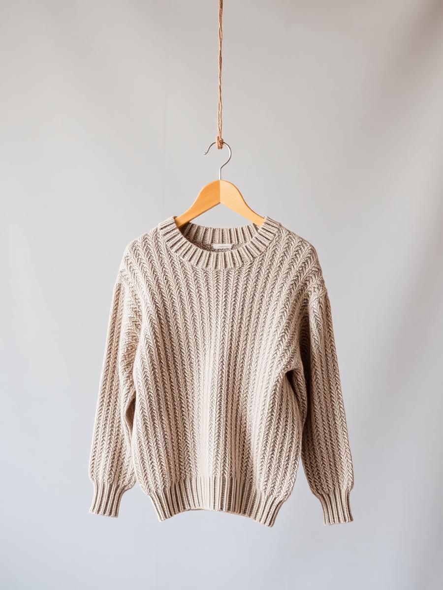 Pullover a coste merino — 70% lana merino, 30% cotone