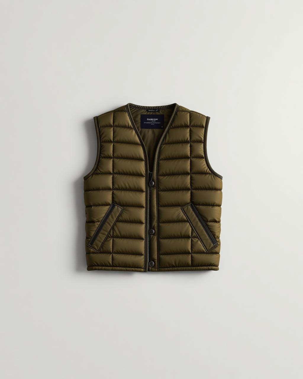 Gilet trapuntato oliva — Nylon riciclato, imbottitura termica