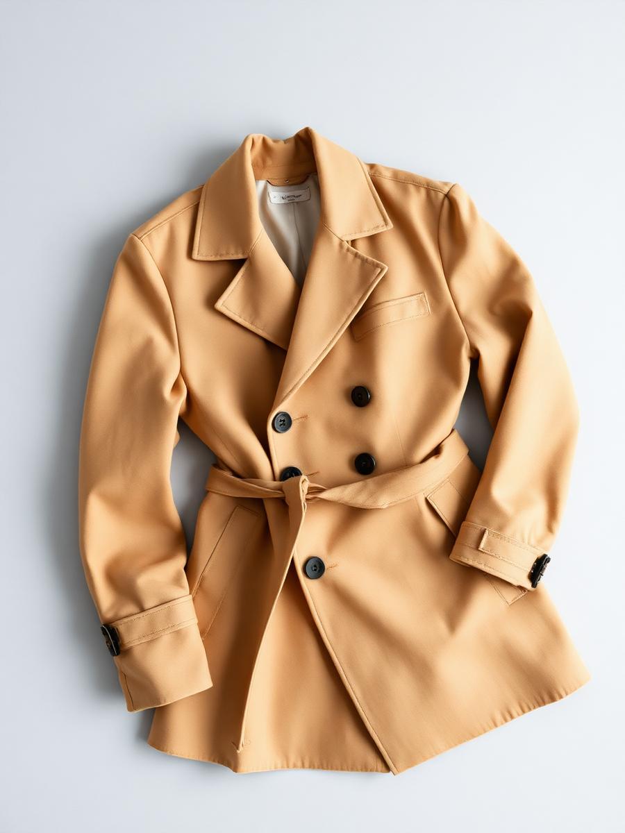 Trench in gabardine cammello — 100% cotone gabardine idrorepellente
